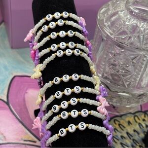 Purple BTS Bow Bracelet Set – Pearlescent ARMY Freebie Pack (Set of 10) | BTS